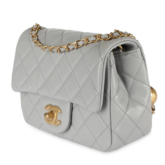 Chanel Gray Quilted Lambskin Pearl Crush Mini Flap Bag - Picture 2 of 8